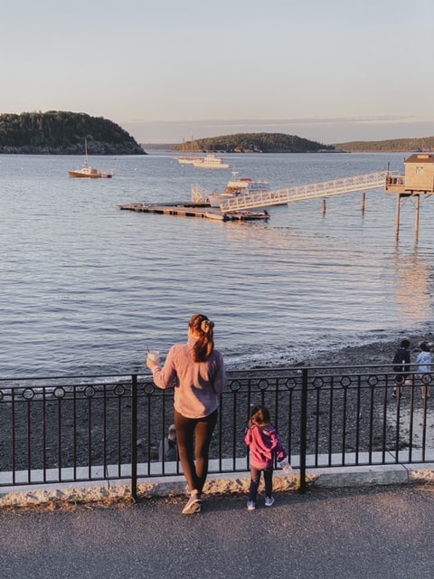 Golden hour views of Frenchman Bay in Bar Harbor, Maine