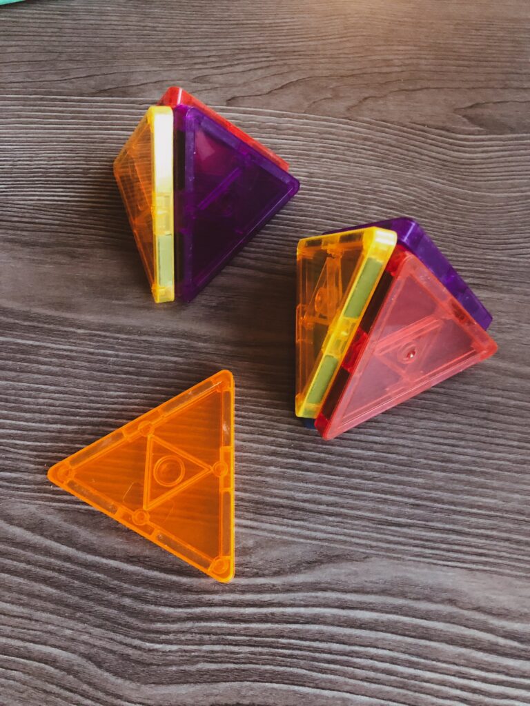 Magnetic tiles are a great way to entertain your toddler on the plane