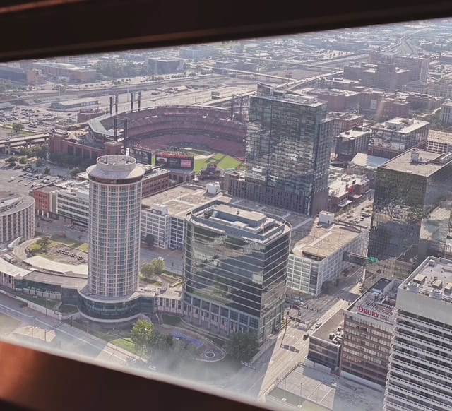 View of St. Louis Cardinals stadium from the Gateway Arch
